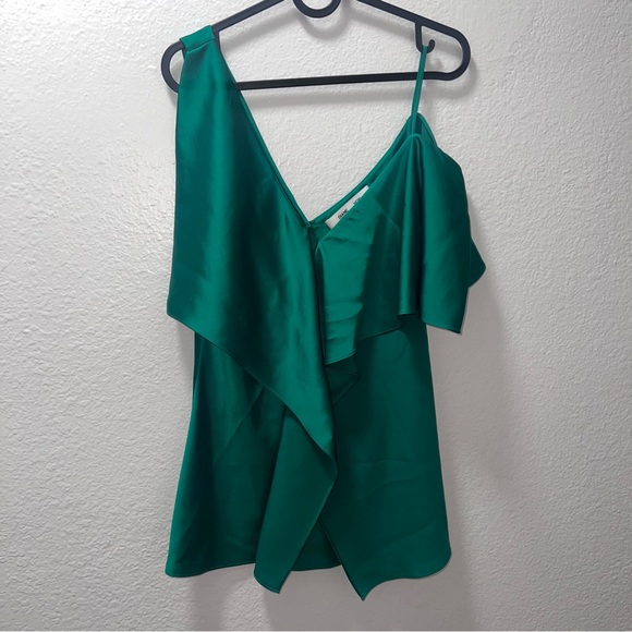 Diane Von Furstenberg Maxi Ruffle Asymmetrical Evergreen Top P - Picture 4 of 9